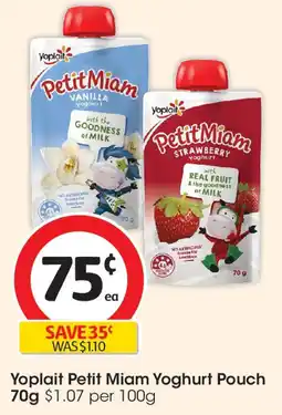 Coles Yoplait Petit Miam Yoghurt Pouch offer