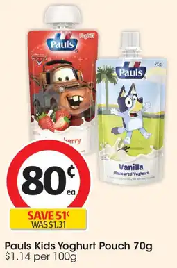Coles Pauls Kids Yoghurt Pouch offer