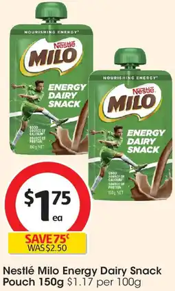 Coles Nestlé Milo Energy Dairy Snack Pouch offer