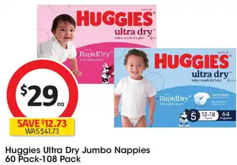 Coles Huggies ultra dry jumbo nappies offer