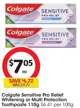 Coles Colgate Sensitive Pro Relief Whitening or Multi Protection Toothpaste offer