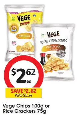Coles Vege chips 100g or rice crackers 75g offer