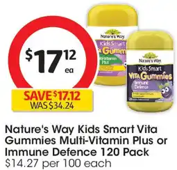 Coles Nature's way kids smart vita gummies multi-vitamin plus or immune defence offer