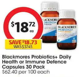 Coles Blackmores Probiotics+ Daily Health or Immune Defence Capsules offer