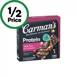 Woolworths Carman’s Protein Bars 150-200g Pk 5 offer