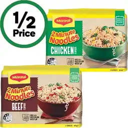 Woolworths Maggi 2 Minute Noodles 345-395g Pk 5 offer