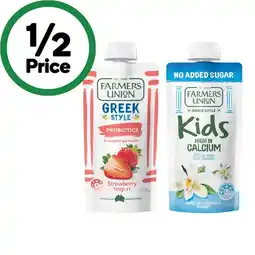 Woolworths Farmers Union Greek Style Yogurt Pouch 130g – From the Fridge offer