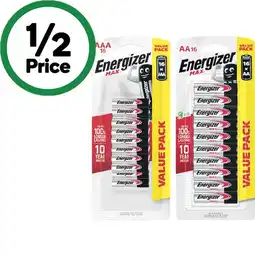 Woolworths Energizer Max Batteries AA or AAA Pk 16 offer