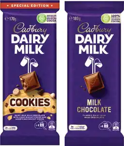Coles Cadbury Dairy Milk Block Chocolate 150g-190g offer