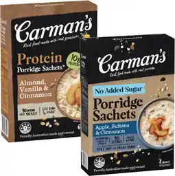 Coles Carman's Porridge Sachets 240g-320g offer