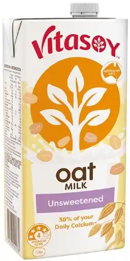 Coles Vitasoy Unsweetened Oat Milk 1 Litre offer