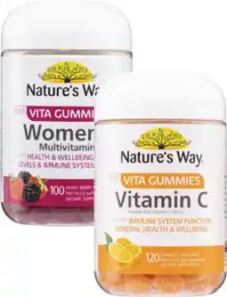 Coles Nature's Way Adult Vita Gummies Women's Multivitamin 100 Pack or Vitamin C 120 Pack offer