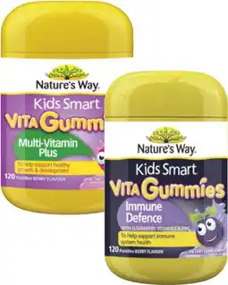 Coles Nature's Way Kids Smart Vita Gummies Multi-Vitamin Plus or Immune Defence 120 Pack offer