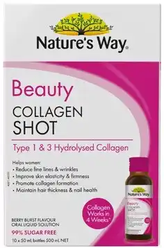 Coles Nature's Way Beauty Collagen Shot 50mL x 10 Pack offer