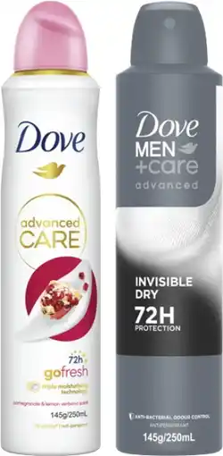 Coles Dove Advanced Care Antiperspirant Aerosol Deodorant 250mL offer
