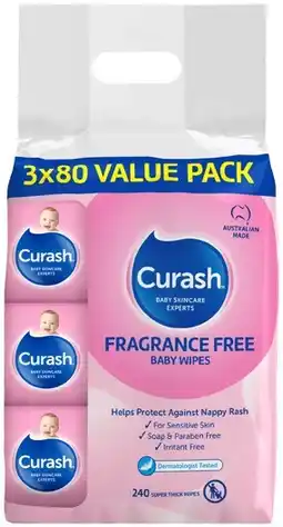 Coles Curash Fragrance Free Baby Wipes 240 Pack offer