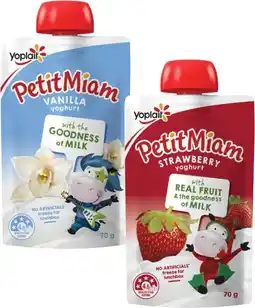 Coles Yoplait Petit Miam Yoghurt Pouch 70g offer