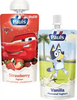 Coles Pauls Kids Yoghurt Pouch 70g offer