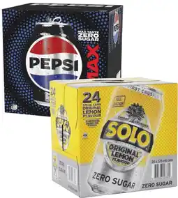Coles Pepsi Max or Solo Zero Sugar Soft Drink 24x375mL offer