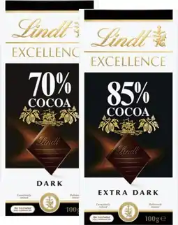Coles Lindt Excellence Chocolate 80g-100g offer