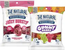 Coles NEW The Natural Confectionery Co. Strawberry & Raspberry Juicy Bursts 150g or Gummy Bears 180g offer