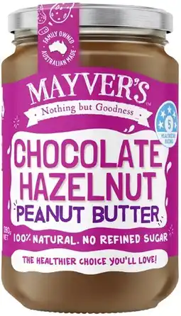 Coles NEW Mayver's Chocolate Hazelnut Peanut Butter 280g offer
