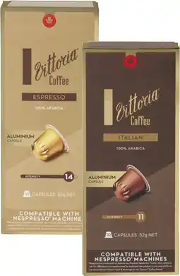 Coles Vittoria Nespresso Compatible Coffee Capsules 10 Pack offer