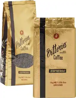 Coles Vittoria Espresso Coffee Beans or Ground 1kg offer