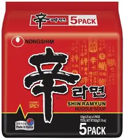 Coles Nongshim Shin Ramyun Noodle 5 Pack 600g offer