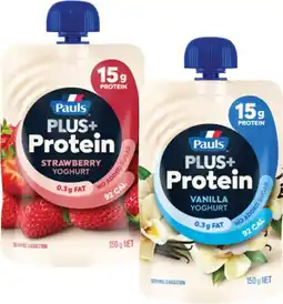 Coles Pauls Plus+ Protein Yoghurt Pouch 150g offer