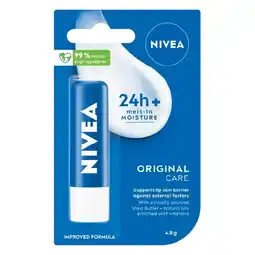Woolworths Nivea Original Care Lip Balm 4.8g offer