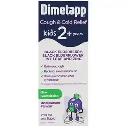 Woolworths Dimetapp Kids Cough & Cold Relief Liquid 200ml offer