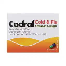 Woolworths Codral Cold & Flu + Mucus Cough Capsules Pk 16 offer