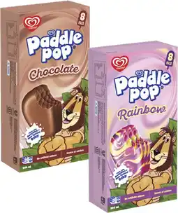 Coles Streets Rainbow or Chocolate Paddle Pop Sticks 8 Pack 544mL offer