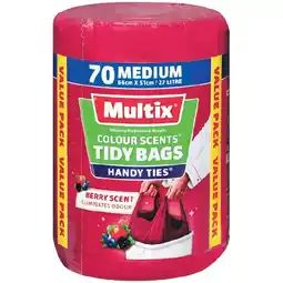 Woolworths Multix Colour Scents Tidy Bags Medium Berry Scent Pk 70 offer