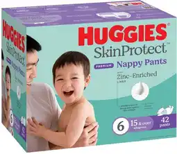 Coles Huggies Skin Protect Nappies 74 Pack or Nappy Pants 42 Pack-58 Pack offer