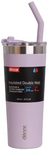 Coles Decor XL Double Wall Smoothie & Coffee Tumbler 650mL offer