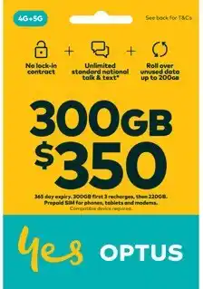 Coles Optus $350 Prepaid SIM offer