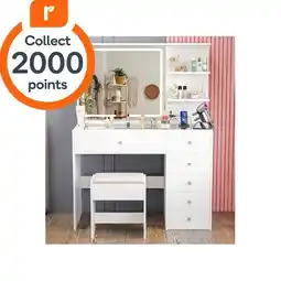 Woolworths Advwin Dressing Table with Charging Station, Vanity Desk with HD Lighted offer
