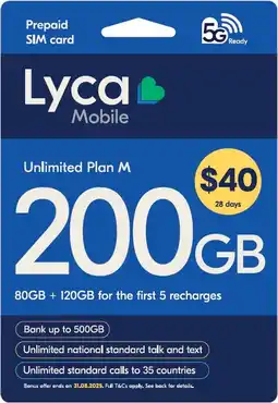 Coles Lyca $40 Starter Pack offer