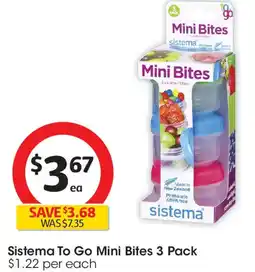 Coles Sistema To Go Mini Bites offer