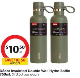 Coles Décor Insulated Double Wall Hydro Bottle offer