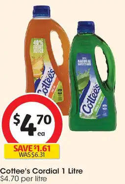 Coles Cottee's Cordial offer
