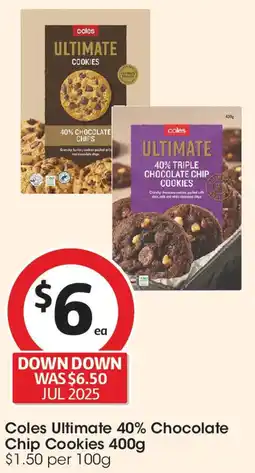 Coles Coles ultimate 40% chocolate chip cookies offer