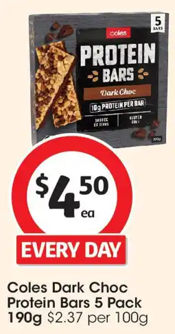 Coles Coles Dark Choc Protein Bars offer