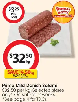 Coles Primo Mild Danish Salami offer
