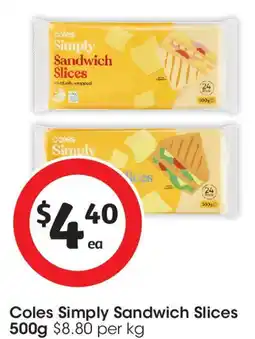 Coles Coles Simply Sandwich Slices offer