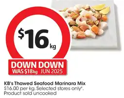 Coles KB's Thawed Seafood Marinara Mix offer