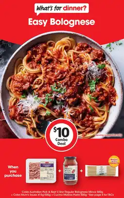 Coles Coles australian pork & beef 3 star regular bolognese mince 500g offer