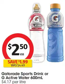 Coles Gatorade Sports Drink or G Active Water offer